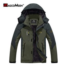 Men's Down Parkas MAGCOMSEN Men's Parkas Thicken Fleece Warm Winter Waterproof Ski Hiking Jacket Windproof Hooded Coat with Zipper Pockets 221202