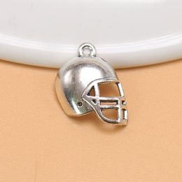 200Pcs/lot alloy Soccor Football Helmet Charms Antique silver Charms Pendant For necklace Jewelry Making findings 15x20mm