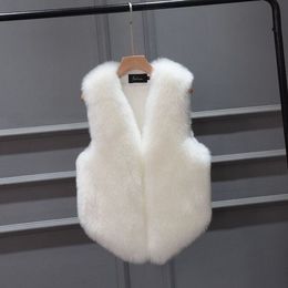 Women's Vests Autumn and Winter Imitation Fur Vest Plush Rex Rabbit Hair Short Fashion Waistcoat Women and Girls Leisure White 221202