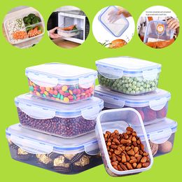 Lunch Boxes 3PCS Plastic Sealing Food Storage Box Lunch Box Container Bento Boxes Refrigerator Preservation Kitchen Grain Nuts Storage Bin 221202