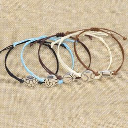 Charm Bracelets Hand-woven Waterproof Wax Line Football Volleyball Basketball Bangles Outdoor Sports Bracelet Souvenir Jewelry Gifts