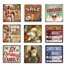 Merry Christmas Metal Painting Poster Cafe Home Bar Pub Wall Decor Tin Sign Metal Signs Decorative Plate Plaque Man Cave 30cmx30cm Woo