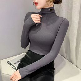 Womens Sweaters 2023 High Neck Turtleneck Shirt Woman Sweater Blouse Shirts Womens Tops