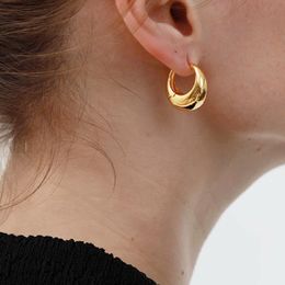 Dangle & Chandelier Fashion Metallic Oval Hoop Earrings For Women Personality Temperament Simple New Jewellery Earings Gold Colour