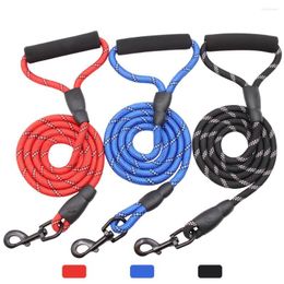 Dog Collars Reflective Leash For Medium Large Dogs Rope Imitation Nylon Walking Round Traction Sponge Handle Pet Supplies Accessories