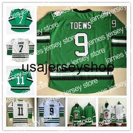 Hockey Jerseys North Dakota Fighting Sioux College 7 TJ Oshie 9 Jonathan Toews 11 Zach Parise Blank Green White