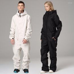 Skiing Jackets Winter Hooded Women One Piece Snow Suit Waterproof Man Ski Overalls Mountain Alpine Female Jumpsuit Sport Snowboard