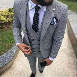 Men's Suits Blazers Poika Dot Suit 3-Pieces Latest Coat Pant Designs Notch Lapel Tuxedos Groomsmen For Wedding/partyBlazervestPants 221201