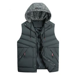 Men's Vests Autumn Winter Hooded Vest Men Casual Thick Warm Cotton Padded Sleeveless Jacket Men Outdoor Waistcoat For Men Large Size 3XL7XL 221202