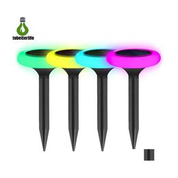 Solar Garden Lights Led 7 Colour Changing Lamp Rgb 10Led Lawn Light Outdoor Decorate Drop Delivery Lighting Re Ab Dh1Mz