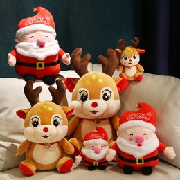 23CM Lovely Christmas Santa Claus Elk Snowman Plush Toys Stuffed Festival Doll Christmas Gifts For Children Kids Girls Decor
