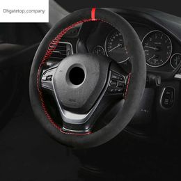 Black Suede Braid On Steering Wheel Car Steering Wheel Cover Diameter 14.6inch / 35-37cm Auto Car Accessories