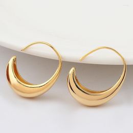 Hoop Earrings Gold Tone Women Hoops Gift Fashion Jewellery Copper Smooth Huggie Thick Brincos