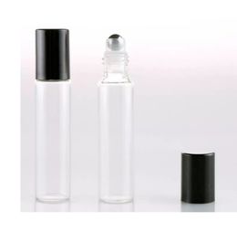 10ml 1 3oz ROLL ON GLASS BOTTLE Clear Fragrances ESSENTIAL OIL Perfume Bottle with Metal Roller Ball