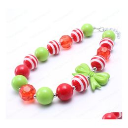 Pendant Necklaces Greenaddred Colour Baby Kid Chunky Necklace Christmas Girl Kids Bubblegum Bead Children Jewellery Drop Delivery Neckl Dhbqm