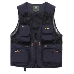 Men's Vests Plus Size M5XL Spring Summer Vest Men Mesh Breathable Outdoor Leisure Pography Fishing Waistcoat Vest Male With Many Pockets 221202