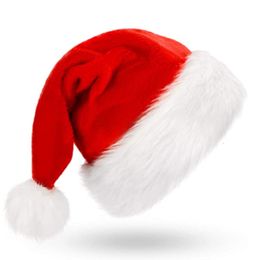 Party Hats Christmas Santa Xmas Holiday Comfort Hat for Adults Kids Thicken Classic Fur for Christmas Year Festive Party Supplies 221201
