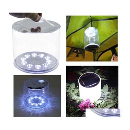 Solar Garden Lights Inflatable Light 10 Led Lamp White Colorf With Handle Portable Lantern For Cam Hiking Yard Drop Del Dhtwd