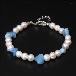 Strand Natural Pearl Bracelet With Gravel Chip Stone Citrines Bangle Aquamarines Bead Crystal Malachite Women Jewelry