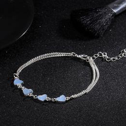 Anklets Luminous Heart Bracelets Light Up Blue Fluorescent Jewellery Glow In Dark