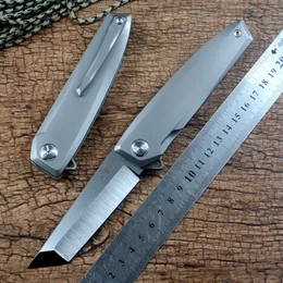 TWOSUN Tanto Satin D2 Steel Blade Fast Open Pocket Hunting Outdoor Knives TC4 Titanium Handle TS295