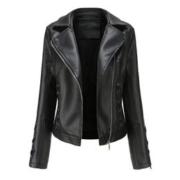 Women's Leather Faux Women Jacket Spring Coat Black Red Moto Biker Zipper Ladies Green Beige Chaqueta Mujer Veste Femme Autumn 221201