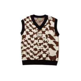 Men's Vests Autumn Winter Vintage Checkerboard Vneck Sweater Vest Men Women Couple Knitwear Sleeveless Sweater Oversized Pullovers 221202