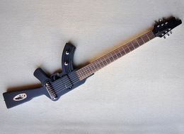 Left Handed Matte Black Gun Shaped Electric Guitar with Rosewood Fingerboard EMG Pickup Can be Customised As Request