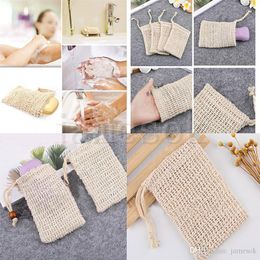 Soap Exfoliating Bags Soap Saver Made Sisal Mesh Soap Bag Bar with Drawstring for Bath Shower Use