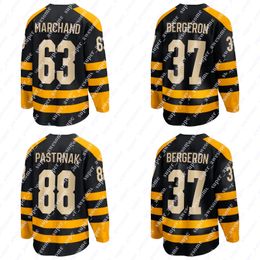 Kob Winter Classic 37 Patrice Bergeron Jersey 88 David Pastrnak 63 Brad Marchand 71 Taylor Hall 73 Charlie McAvoy Hockey Jerseys Black