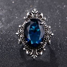 Großer pfauenblauer Saphirring für Damen und Herren, Vintage-Ring aus echtem Silber 925, Schmuck, Ring, Jahrestag, Party, Geschenke1866458