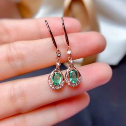 Dangle Earrings Elegant Exquisite Emerald Pendant For Dangling Women Silver Jewellery Real 925 Rose Gold Plated Party Gift