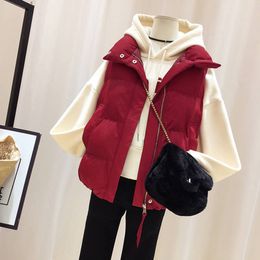 Women's Vests Vests Winter Jacket Women Sleeveless Vests Coats Cardigan Cropped Top Padded Jacket Vest Korean Fashion Plus Size 221202