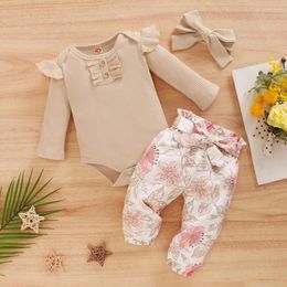 Clothing Sets Born Infant Baby Girls Ruffle T-Shirt Romper Tops Leggings Pant 3Pcs Outfits Clothes Set Long Sleeve Fall Winter