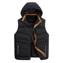 Men's Vests Large Size 3XL7XL Autumn Winter Vest Men Outdoor Casual Hooded Collar Windproof Mens Waistcoat Thick Warm Sleeveless Outerwear csa 221202