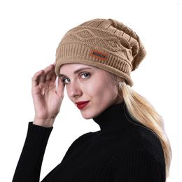 Berets Faux Leather Baseball Cap Women Womens Winter Warm Knitted Hat Wool Ski Sun Velvet With For Men