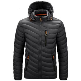 Men's Down Parkas Ultralight Men's Down Brand Clothes Casual Hooded Coats Autumn Black Blue Winter Jackets Parkas Windbreakers Oversize 6XL 221202