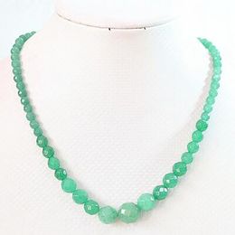 New green jades chalcedony 6-14mm faceted beads jewelry necklace 18"