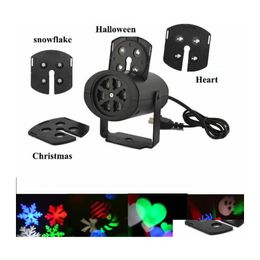 Led Effects Xmas Wall Decoration Laser Lights 4 Pattens Card Lamp Projector Snowflake Love Candy Skl For Halloween Drop Dhqgr