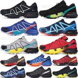 Running shoes men Salomon Speed Cross 4 CS mens Black and yellow edges orange red Dark Grey silver trainers outdoor sports sneakers 40-46