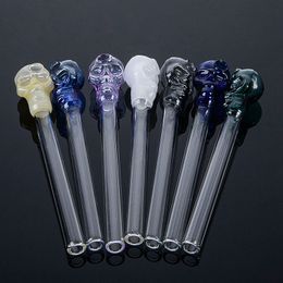 5 Inch Pyrex Glass Oil Burner Pipes Skull Smoking Pipes Colorful Unique Glass Pipes Color Randomly Send SW13