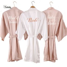 home clothing Champagne bathrobe bride satinsilk robe women bridal party sister team mother shower sleepwear bridesmaid wedding short robes 221202