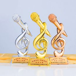 Christmas Decorations Golden Microphone Trophy Good Voice Trophy Music Award Cup Trophy Microphone Singing Competition Music Good Voice Award Trophies 221202