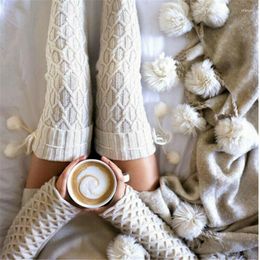 Women Socks Winter Knitted Cotton Stocking Warm Thigh High Over The Knee Fashion Twist Cable Crochet