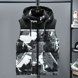 Men's Vests Autumn Winter Vest Men Fashion Hooded Collar Windbreaker Camouflage Thick Warm Waistcoat Vest For Men Plus Asian Size M7XL 8XL 221202