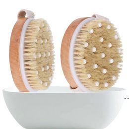 Body Brush for Wet or Dry Brushing Natural Bristles with Massage Nodes Gentle Exfoliating Improve Circulation ss1202