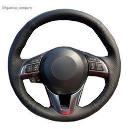 DIY Black Soft Artificial Leather Car Steering Wheel Cover For Mazda CX-5 CX5 Atenza 2014 New Mazda 3 CX-3 2016 Scion iA 2016