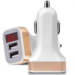 Dual USB Car Charger LED Digital Display GPS Auto Fast Charge Adapter USB Chargers Fo Tablet Car-Charger