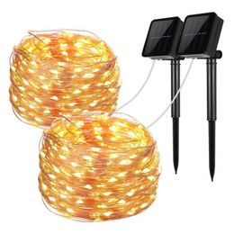 Garden Decorations LED Outdoor Solar Lamp Fairy String Light Garland 5M 10M 20M Waterproof Curtain for Christmas Decoration 221202