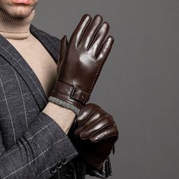 Five Fingers Gloves Sheepskin Gloves Men's Touch Screen High-Quality Leather Keep Warm Plus Velvet Warm in Autumn Winter S2764 221202